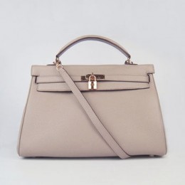 Hermes Kelly 35Cm Togo Leather Handbag Grey/Gold